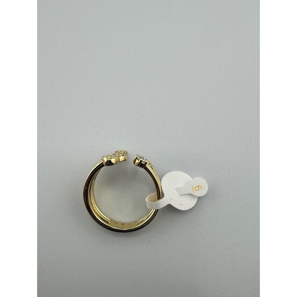 Gold Tone Music Treble Clef Note CZ Bypass Ring Size 6 Open size Adjustable - Picture 2 of 4